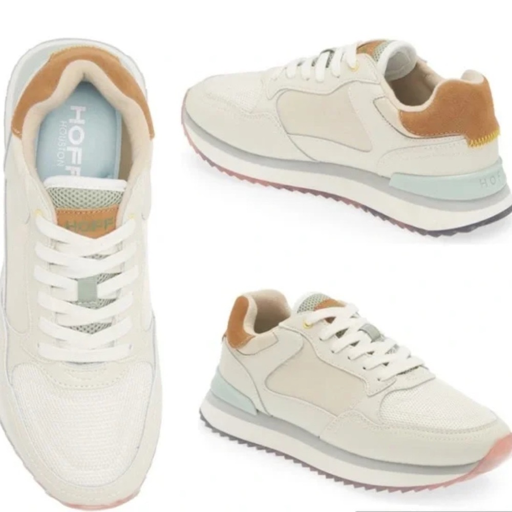 Hoff  White and Gray Low-Top‎ Sneakers with Suede/leather and Mesh